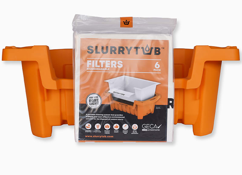 Orange tub with package of 6 SLURRYTUB filters